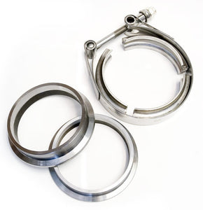 3" V-band Flange/clamp SET Flat Machined STAINLESS (3.75 OD Flanges / Grooved for 3" Tube)
