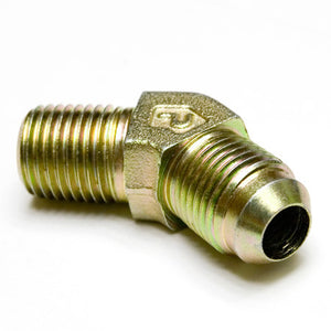 Fitting, 1/4" NPT to 6AN Flare, Male to Male, 45 degree Adapter