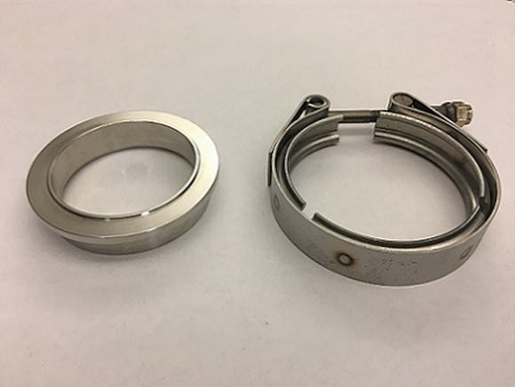 Stainless MANIFOLD SIDE Flange and Clamp set (1 each) for Garrett Undivided V-band Entry Housing