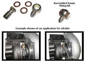 UNRESTRICTED Banjo style low profile -4 AN oil feed kit, incl. bolt, GT25 GT28 GTX28 GT30/35 GTX35